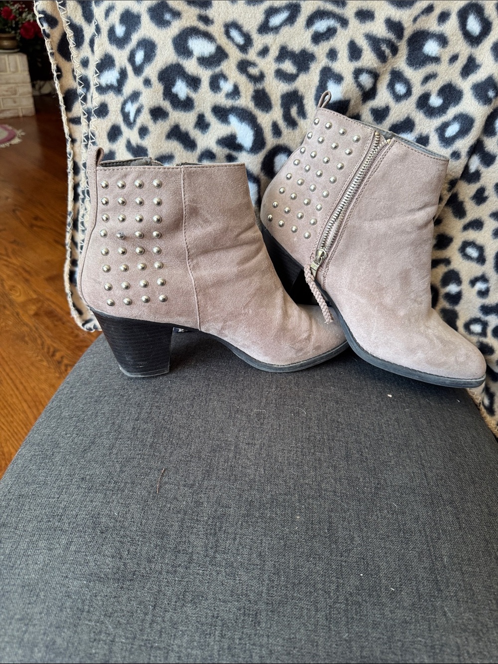 Report Taupe Suede Studded Booties